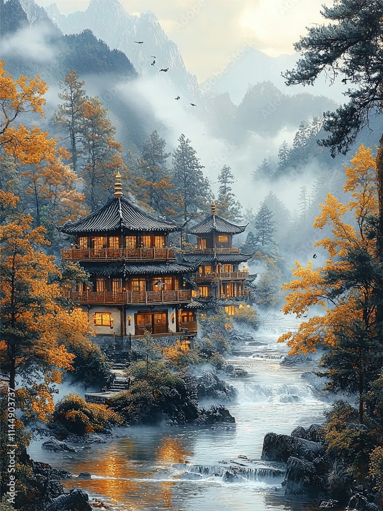Obraz premium Artistic scenic background. AI Generated