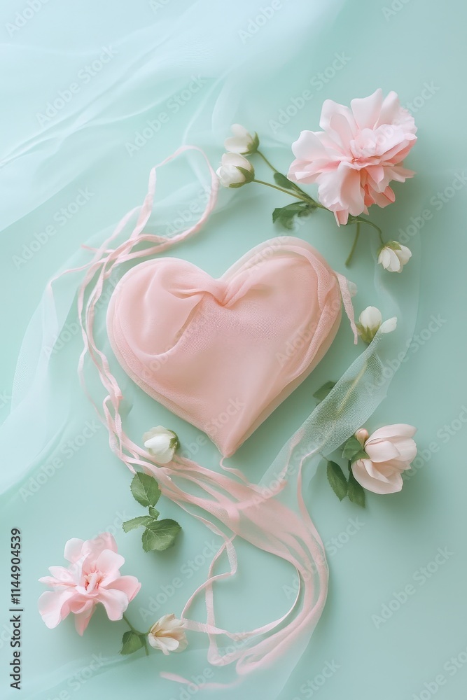 Delicate heart-shaped composition with floral accents Delicate heart-shaped composition with floral accents