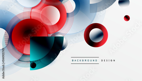 Sleek vector design with overlapping circles in vibrant colors and smooth gradients. Dynamic composition with depth, symmetry, and minimalistic elegance on a light background