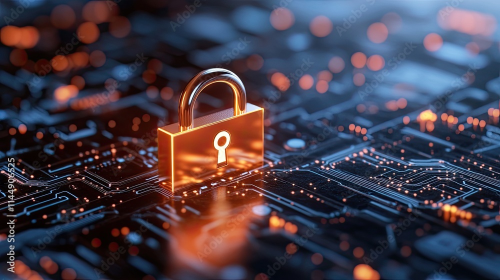 Digital Lock with Circuit Background for Cybersecurity Digital Lock with Circuit Background for Cybersecurity