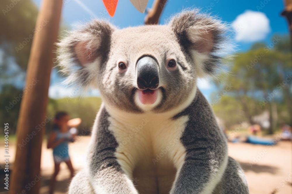 Fototapeta premium Cute koala enjoying its habitat in a natural park, providing a captivating view of australian wildlife