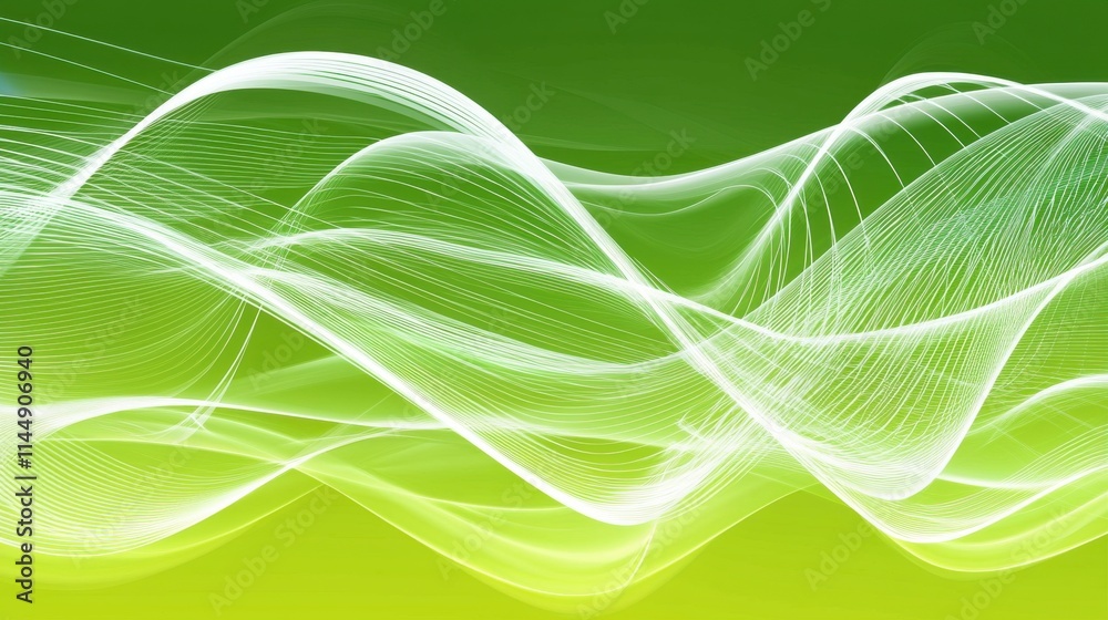 Abstract Green and White Wave Design Art Abstract Green and White Wave Design Art