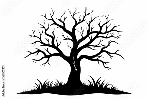 a dead tree line art silhouette vector illustration