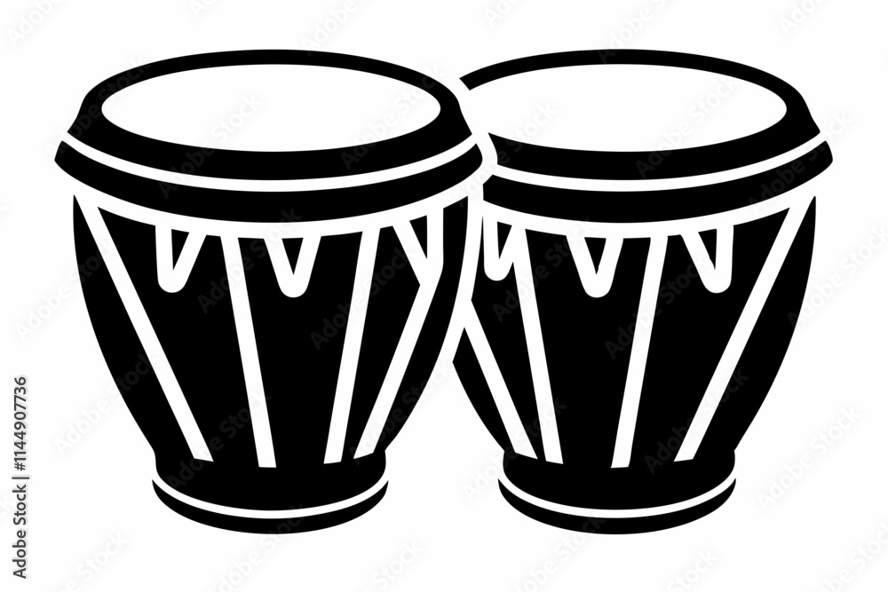  bongo drums line art silhouette vector illustration