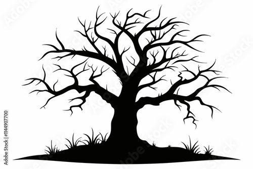 a dead tree line art silhouette vector illustration