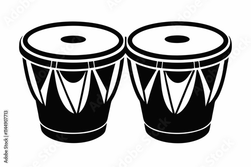  bongo drums line art silhouette vector illustration