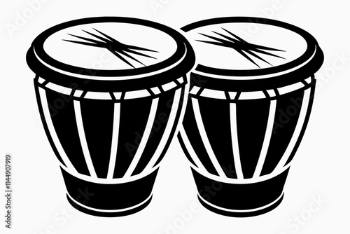  bongo drums line art silhouette vector illustration
