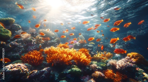 Vibrant and Colorful Coral Reef Underwater Soundscape Showcasing the Frequency Content and Acoustic Ambience of the Marine Ecosystem photo