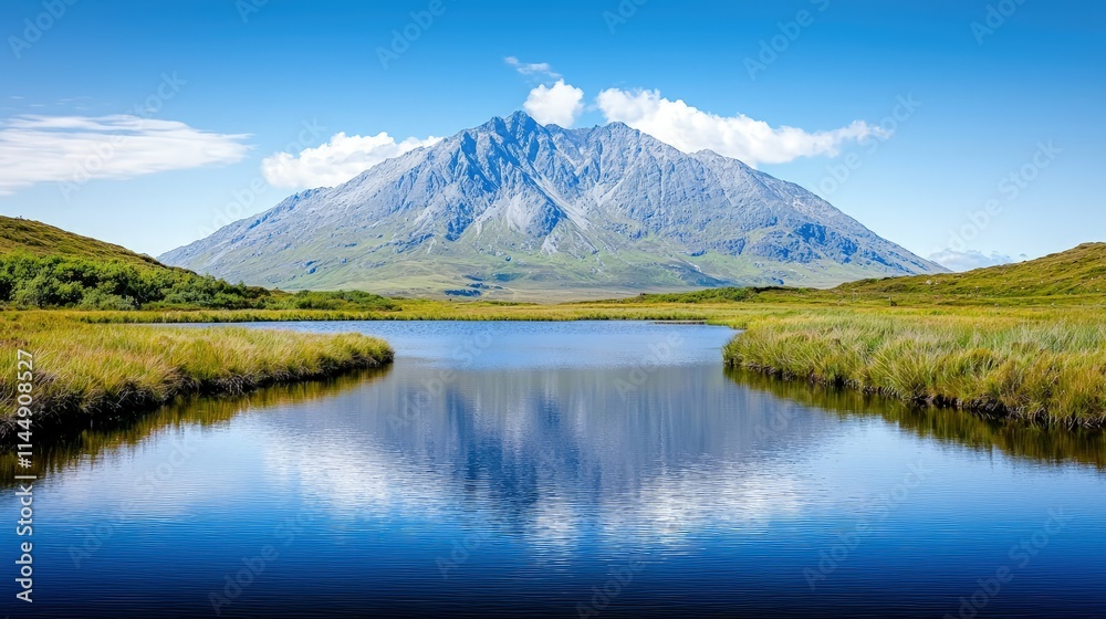 Majestic mountain reflected in a calm lake. Majestic mountain reflected in a calm lake.
