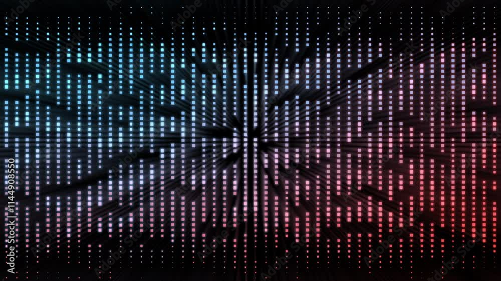 Abstract animated technology binary dot grid background with 3D effect and blue to red color gradient, concepts, ideas, 4k, seamless loopable element Abstract animated technology binary dot grid background with 3D effect and blue to red color gradient, concepts, ideas, 4k, seamless loopable element