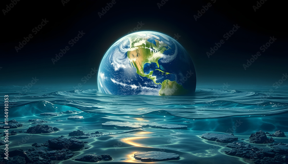 Obraz premium Ecological catastrophe of the Earth - shallowing of the oceans a, studio lighting, with white tones