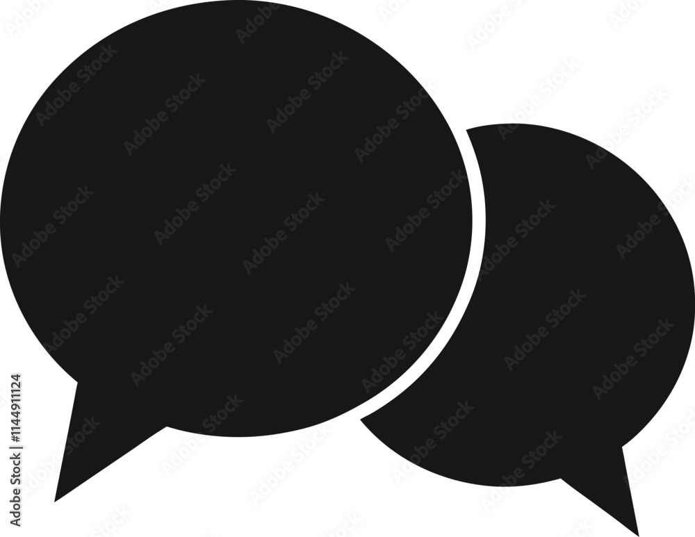 Silhouette of Two Speech Bubbles Vector Illustration Silhouette of Two Speech Bubbles Vector Illustration