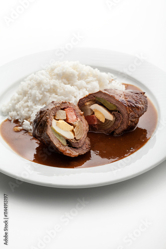 Rinderroulade, Silesian roulade, spanish bird with rice