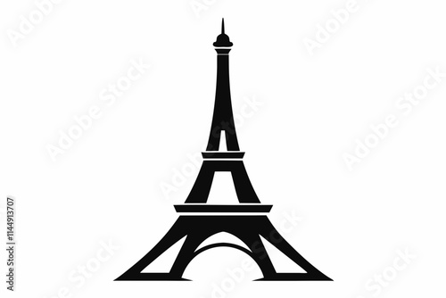 Eiffel tower line art silhouette vector illustration