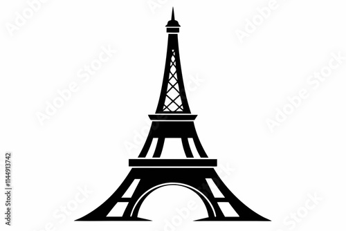 Eiffel tower line art silhouette vector illustration