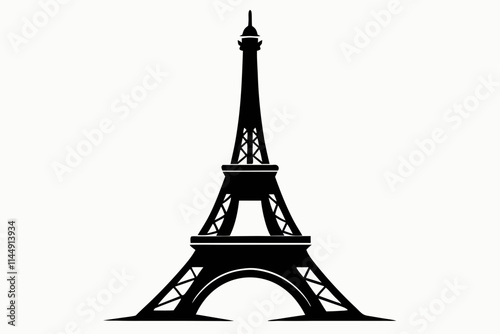 Eiffel tower line art silhouette vector illustration