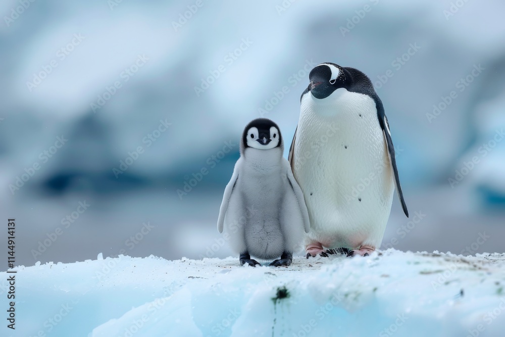 Obraz premium Antarctic penguin family on an iceberg