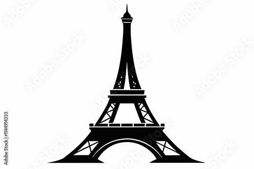 Eiffel tower line art silhouette vector illustration