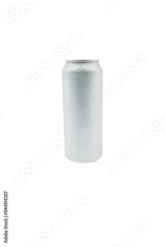 cold, condensation covered aluminum can with sleek design. Perfect for beverages