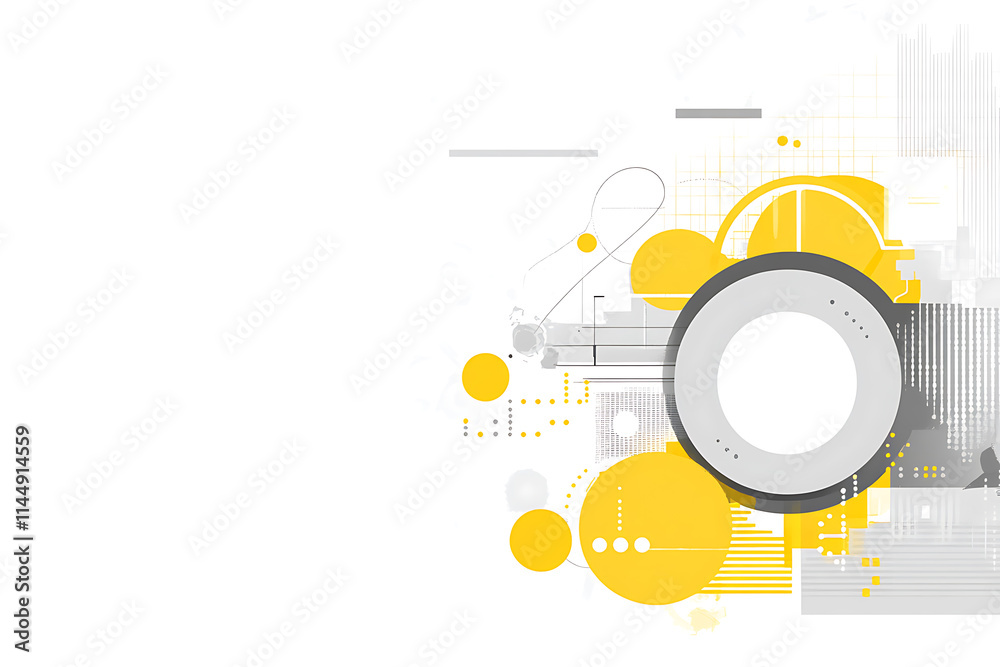 Obraz premium An abstract digital banner featuring a data connection theme, designed in shades of grey and yellow.