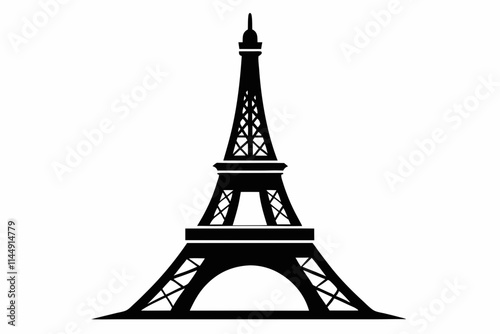 Eiffel tower line art silhouette vector illustration