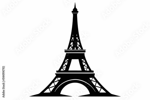 Eiffel tower line art silhouette vector illustration