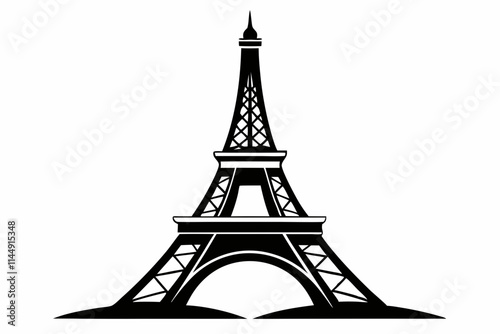 Eiffel tower line art silhouette vector illustration