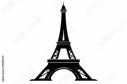 Eiffel tower line art silhouette vector illustration