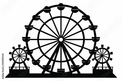 Ferris wheel line art silhouette vector illustration