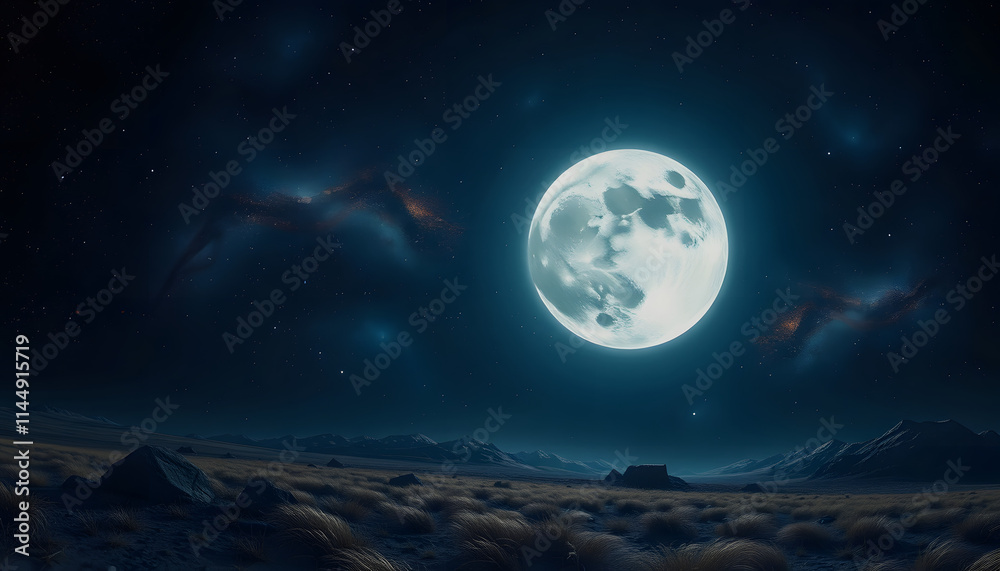 Fototapeta premium Circle of the galaxy moon, masterpiece, with white tones