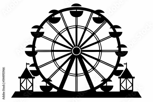 Ferris wheel line art silhouette vector illustration