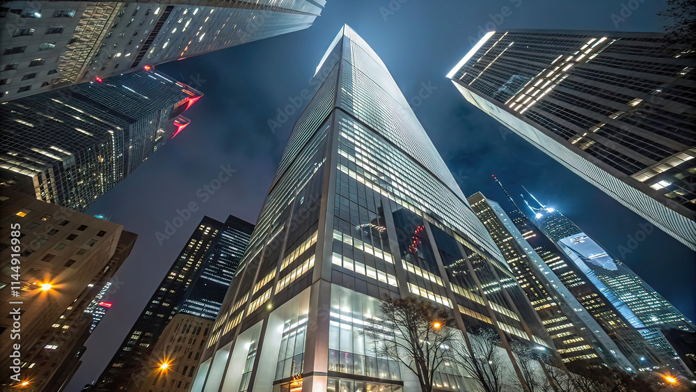 Economy, banking, business and finance concept. Fragment of a modern office financial building in the capital Economy, banking, business and finance concept. Fragment of a modern office financial building in the capital