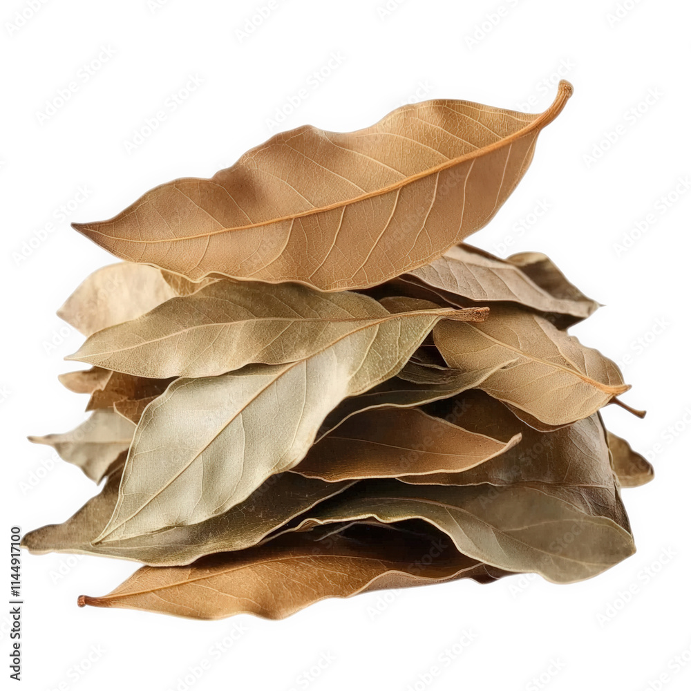 Dried Bay Leaves Stacked Against Black Background Dried Bay Leaves Stacked Against Black Background