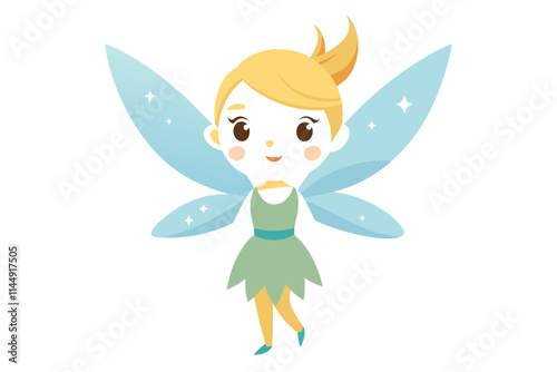 Vector Clip Art of a Cartoon Fairy, Painted in Watercolor, Isolated on White Background, Perfect for Fairy Animation, Fantasy Designs, and Digital Art Projects,