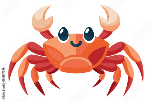 Vector Illustration of a Cartoon Crab in Watercolor Style, Painted on White Background, Ideal for Graphic Designs, Prints, and Creative Projects, photo