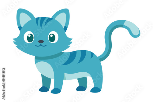 Watercolor Vector of a Cartoon Kitten Isolated on a White Background, Cute Kitten Illustration in Watercolor Style, Adorable Cat Vector Art for Kids Designs, Nursery Decor, and Creative Projects,