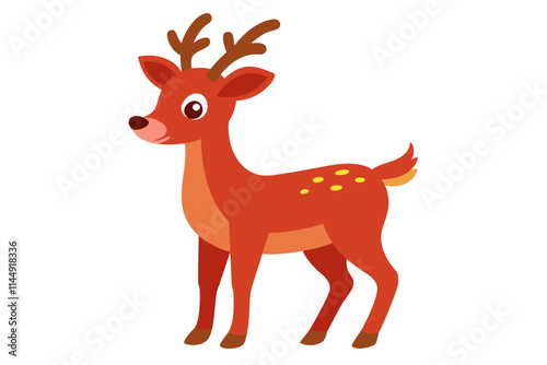 Vector Illustration of Cartoon Reindeer Animation | Watercolor Painted Reindeer Isolated on White Background | Cute Reindeer Animation Art | Vector Illustration of Holiday Reindeer Design,