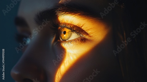 Close-up of eye with sun shining through