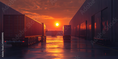 Large truck providing logistic support in the evening light
