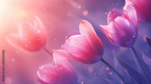 Wiosenne tło, piękne tulipany, puste miejsce na tekst, tapeta generative ai © Elżbieta Kaps