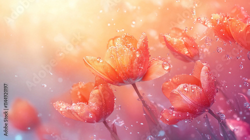 Wiosenne tło, piękne tulipany, puste miejsce na tekst, tapeta generative ai © Elżbieta Kaps