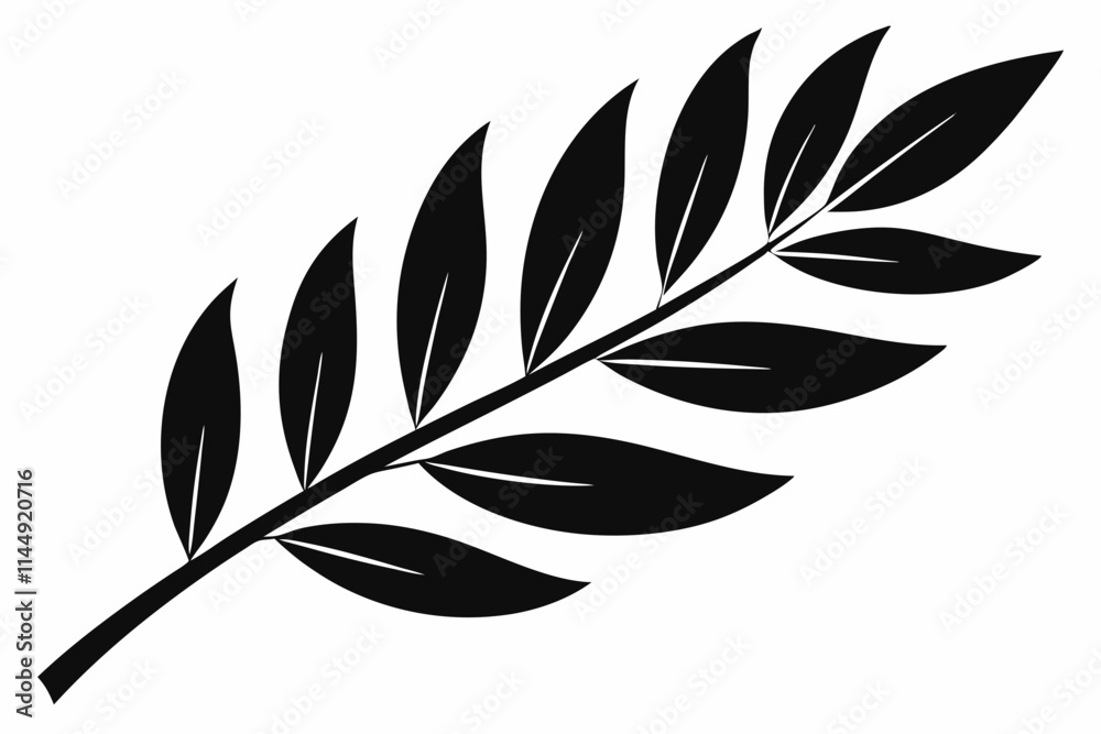 Fototapeta premium olive leaf line art silhouette vector illustration