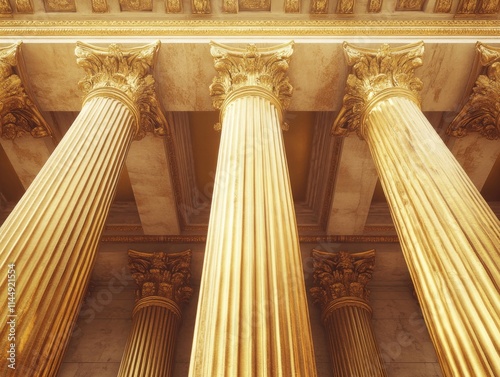 Building with columns and clock photo