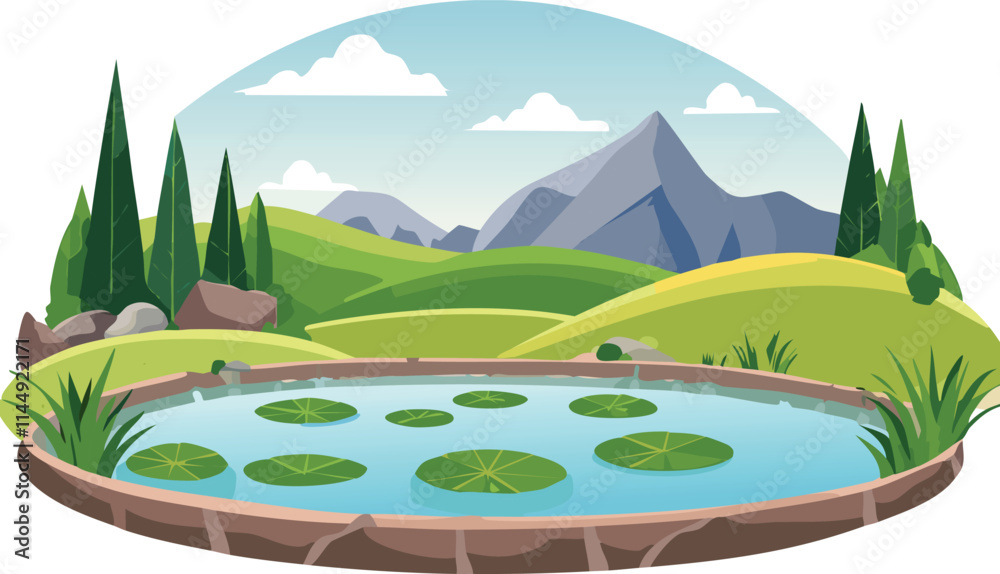 Obraz premium landscape with river and forest