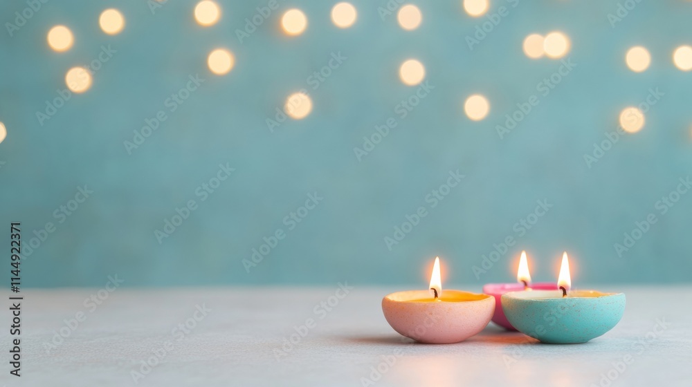 Tranquil Night with Colorful Diyas Celebrating Light and Culture Tranquil Night with Colorful Diyas Celebrating Light and Culture
