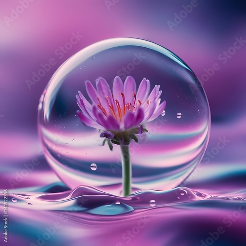 pink flower in water