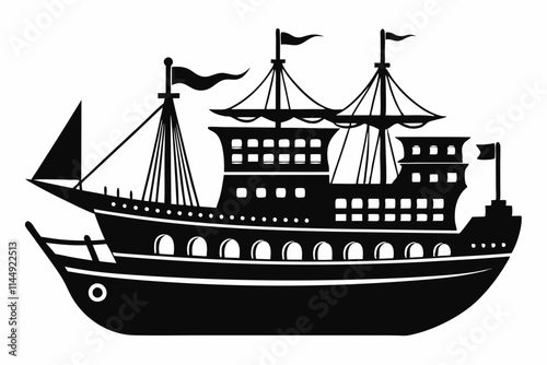 ship line art silhouette vector illustration