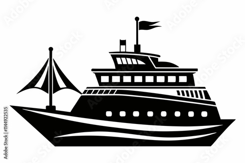 ship line art silhouette vector illustration