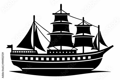 ship line art silhouette vector illustration