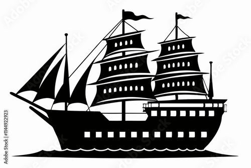 ship line art silhouette vector illustration